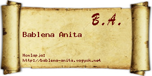 Bablena Anita névjegykártya
