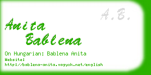 anita bablena business card